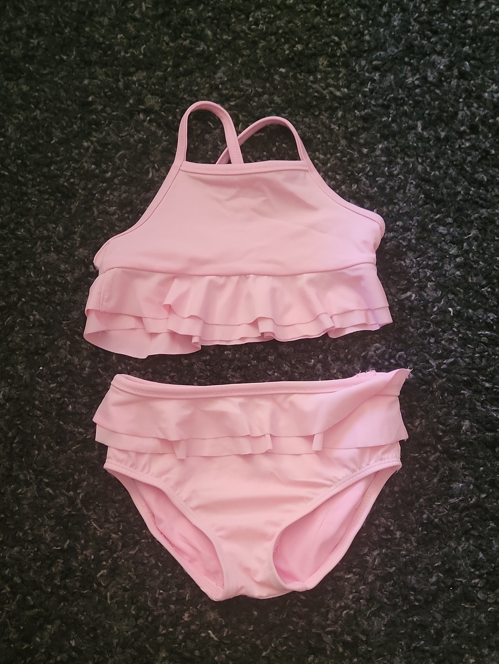 Amazon Essentials Pink Ruffle Two-Piece Girls Swim Set
